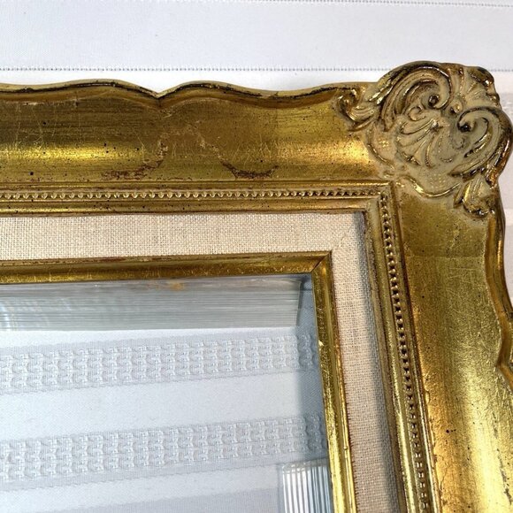 Vintage 70s Gold Gilt Ornate Picture Frame w/ Glass Baroque Rococo Mid Century - Picture 6 of 9